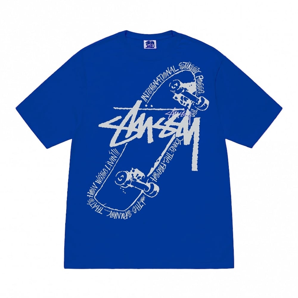 m*i様 00s Stussy wide straight skate deni Camiseta Stussy Skate Posse Pig. Dyed Azul