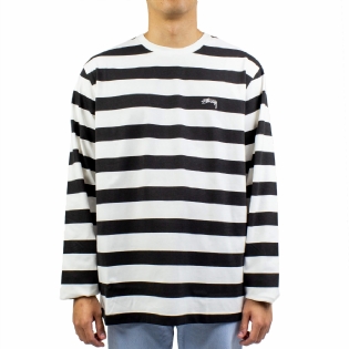 Camiseta Stussy Manga Longa Printed Stripe Preto