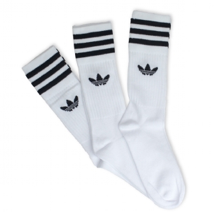 Meia Adidas Solid Crew Branca Pack 3 Pares Branco