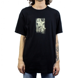 Camiseta Obey With Caution Preto