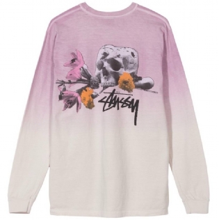 Camiseta Stussy Offering Dip Dyed Ls Roxo