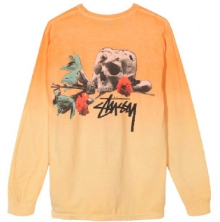 Camiseta Stussy Offering Dip Dyed Ls Laranja
