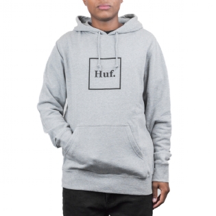Moletom Huf Box Logo P/o Cinza
