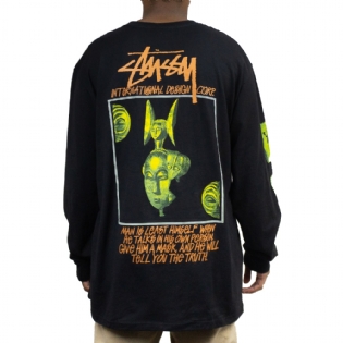 Camiseta Stussy Masked Ls Preto
