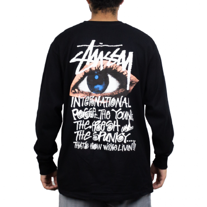 Camiseta Stussy Ocular Ls Preto
