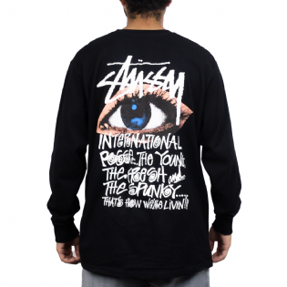 Camiseta Stussy Ocular Ls Preto
