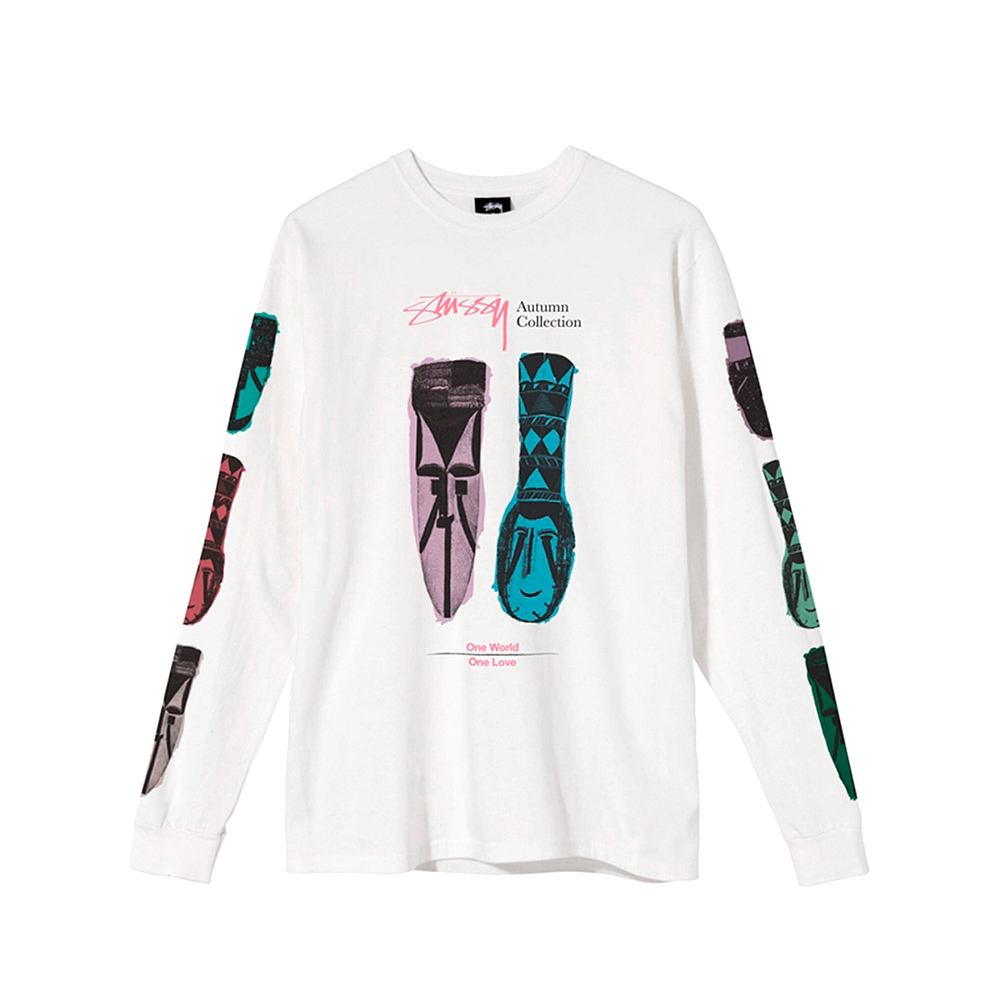 Camiseta Stussy Autumn Mask Ls Branco