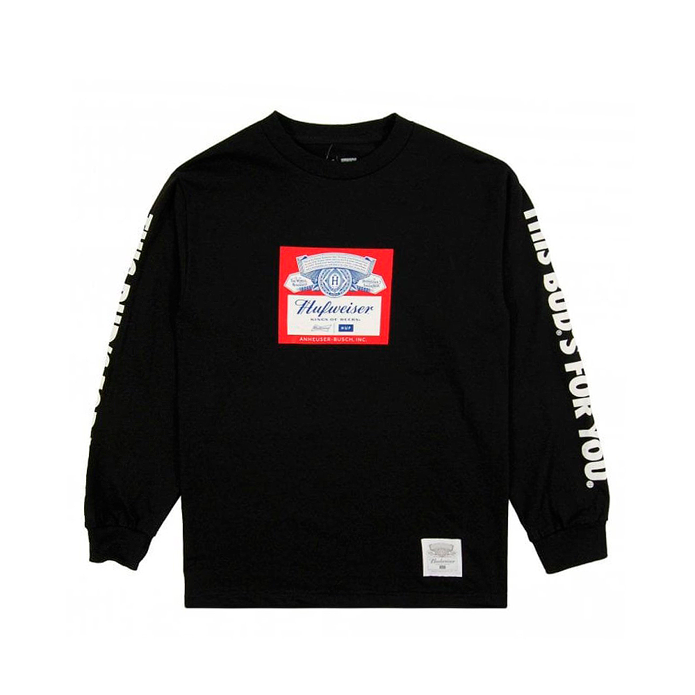 Camiseta Huf Budweiser Label L/s Preto