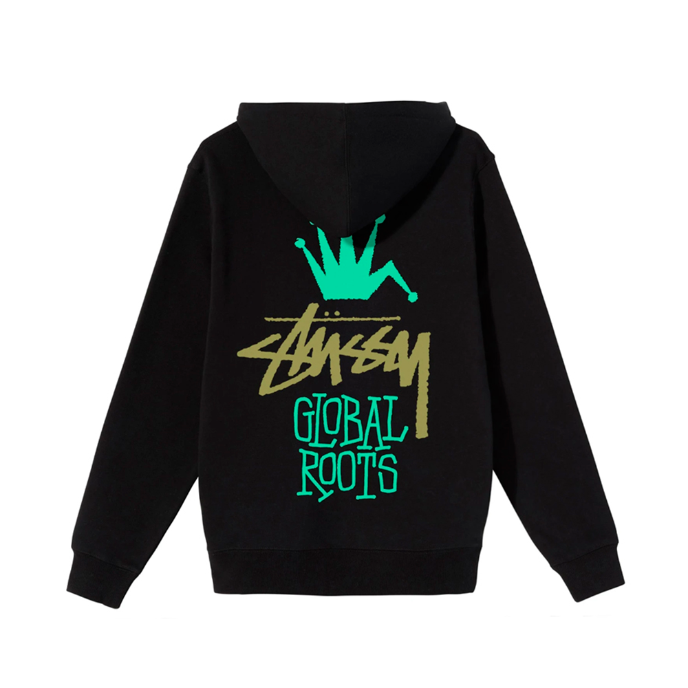 Moletom Stussy Global Roots Hood. Preto