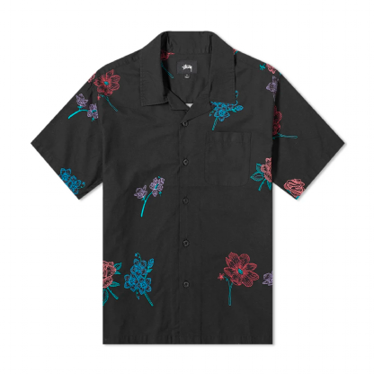 Camiseta Stussy Hand Drawn Flower Preto