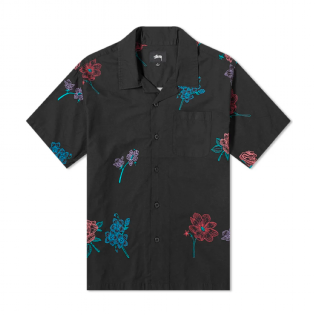 Camiseta Stussy Hand Drawn Flower Preto