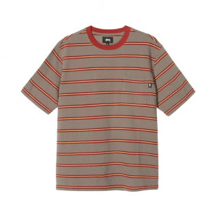 Camiseta Stussy Peak Stripe Crew Cinza