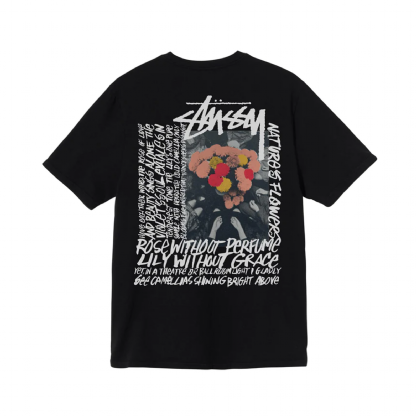 Camiseta Stussy Camellias Pig. Dyed Preto