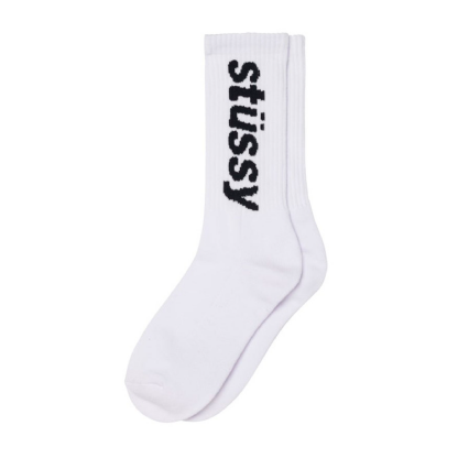 Meia Stussy Helvetica Jacquard Branco