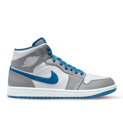 Tênis Nike Air Jordan 1 Mid " Cement True Blue " Cinza/azul