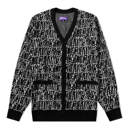 Cardigan F.awesome Stretched Stamp Preto/branco