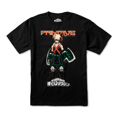 Camiseta Primitive X Mha Katsuki Bakugo Preto