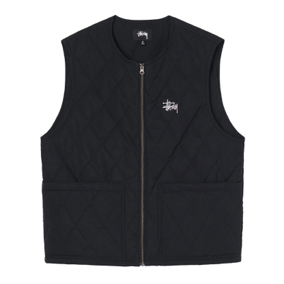 トップス Stussy diamond Quilted Vest Colete Stussy Diamond Quilted Preto