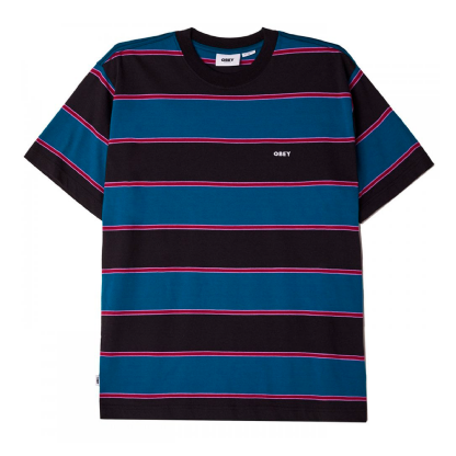 Camiseta Obey Wormly Stripe Preto/azul