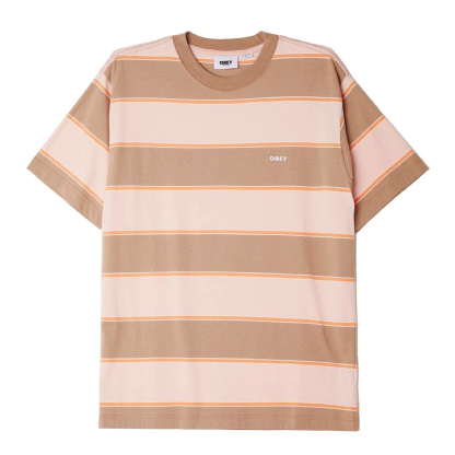 Camiseta Obey Wormly Stripe Marrom/ Salmão