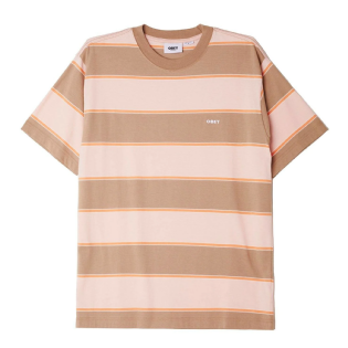Camiseta Obey Wormly Stripe Marrom/ Salmão