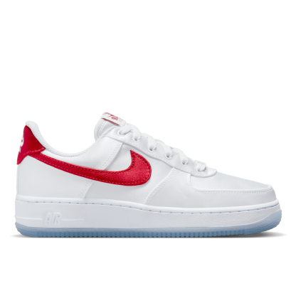 Tênis Nike Feminino Air Force 1 07 " Satin White Red " Branco/vermelho