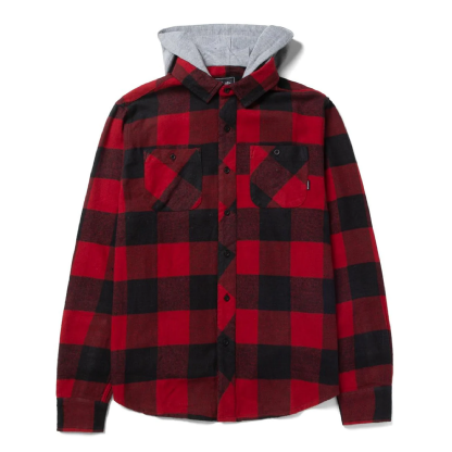 Camisa M/l Flanelada Primitive Two-fer Preto/vermelho