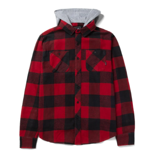 Camisa M/l Flanelada Primitive Two-fer Preto/vermelho