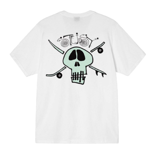 Camiseta Stussy Surf Skate Skull Branco