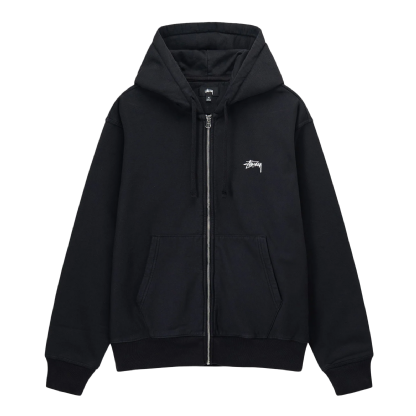 Moletom Aberto Stussy Stock Logo Zip Preto