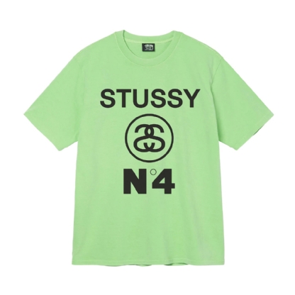 Camiseta Stussy Number 4 Pig Dyed Verde