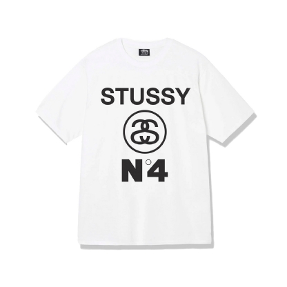 Camiseta Stussy Number 4 Pig Dyed Branco