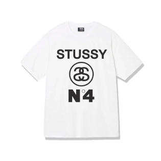 Camiseta Stussy Number 4 Pig Dyed Branco