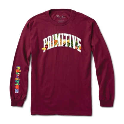Camiseta Primitive Manga Longa Vitamins Vinho