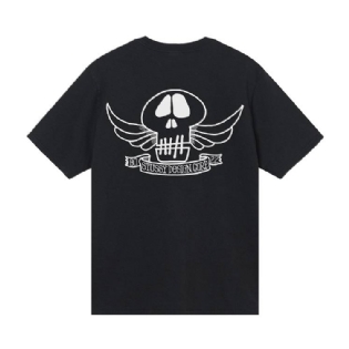 Camiseta Stussy Skull Wings Pig. Dyed Preto