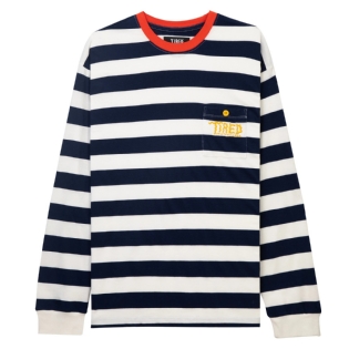Camisetatired " Squiggly Logo Striped Pocket Ls Branco/azul