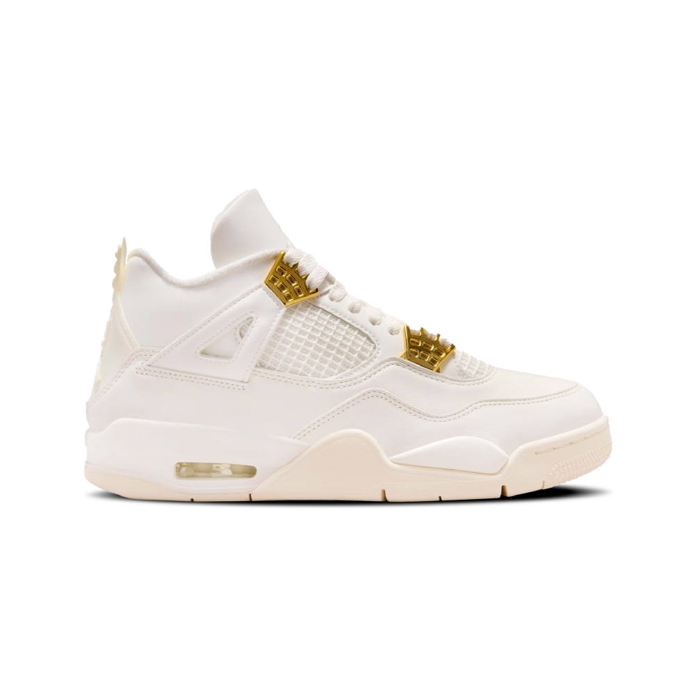 Tênis Feminino Nike Air Jordan 4 Retro ''metallic Gold'' Branco/dourado
