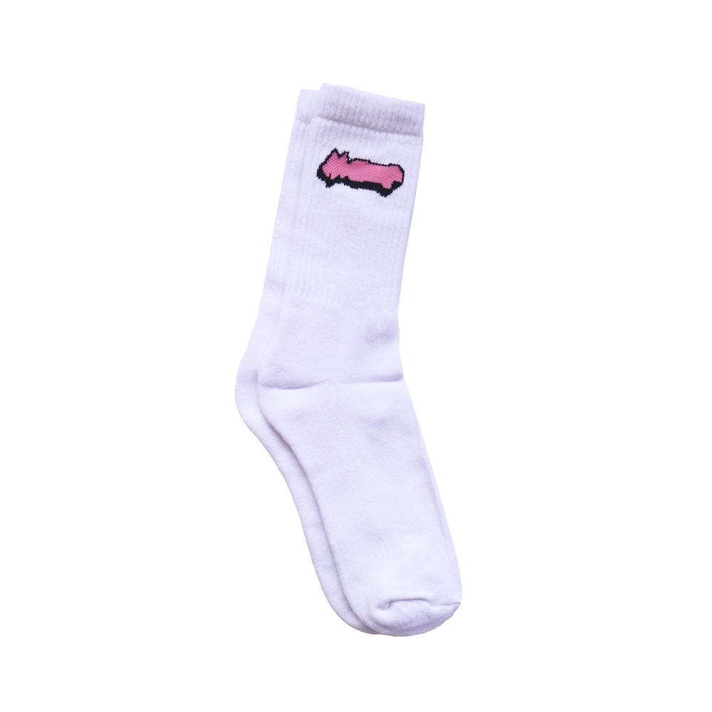 Meia Maze Logo Rosa Branco