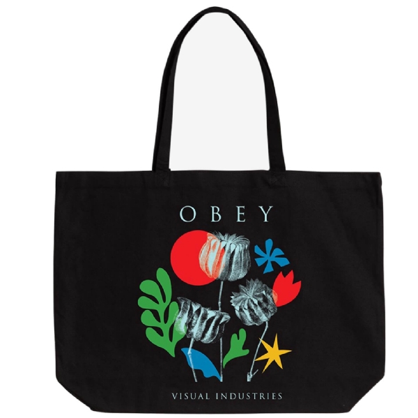 Bolsa Obey Flowers Papers Scissors Preto