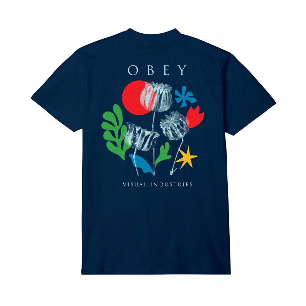 Camiseta Obey Flowers Papers Scissors Azul Marinho