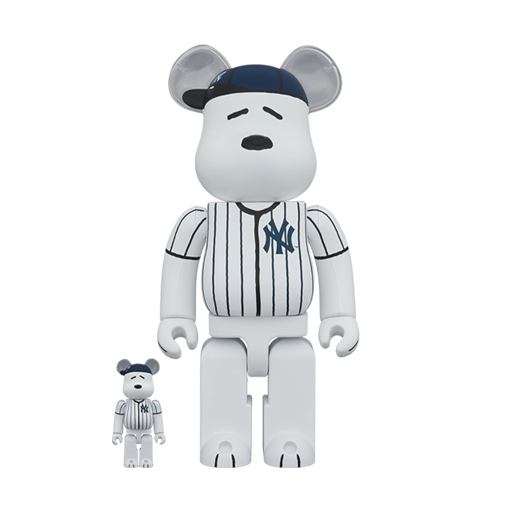 Bearbrick Mlb X Peanuts Snoopy  Ny 100% & 400% Branco