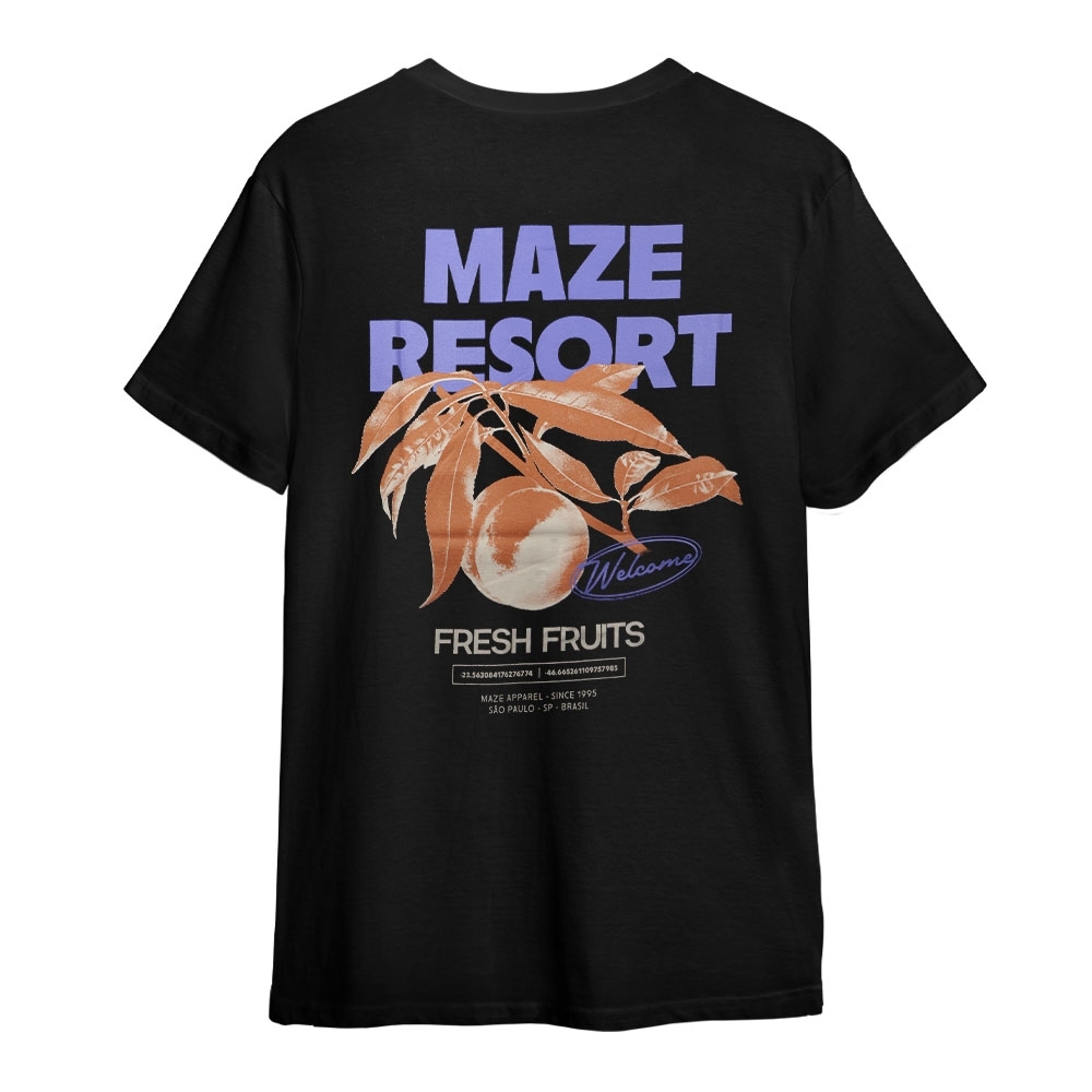 Camiseta Maze Resort Fresh Fruits Preto