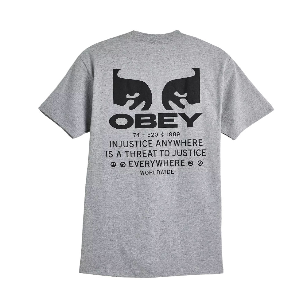 Camiseta Obey Justice Everywhere Cinza