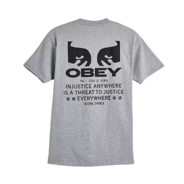 Camiseta Obey Justice Everywhere Cinza