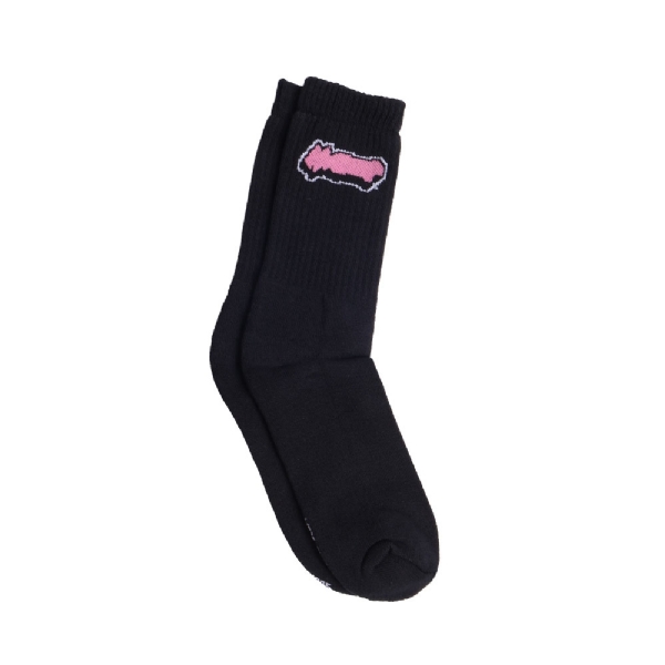 Meia Maze Logo Rosa Preto