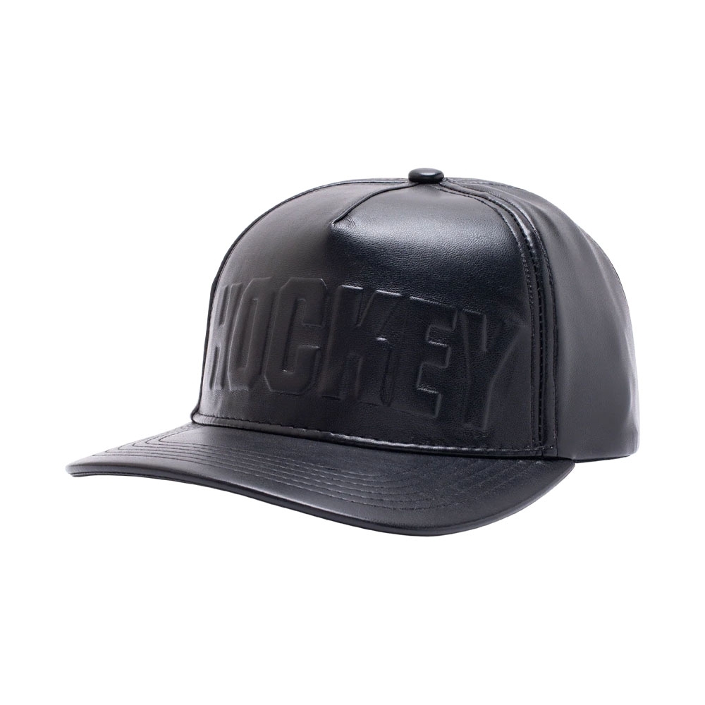 Boné Hockey Embossed Leather Preto