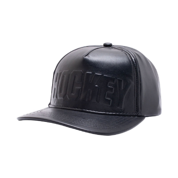 Boné Hockey Embossed Leather Preto