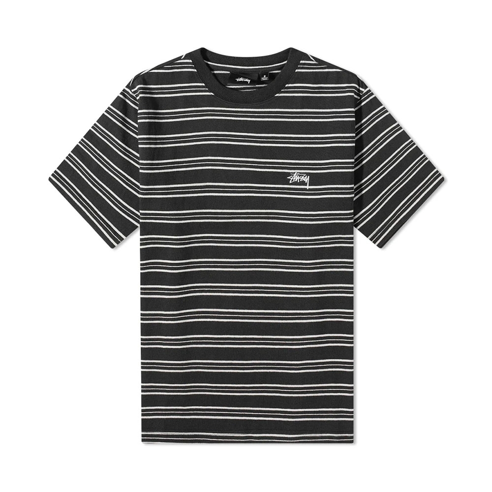 Camiseta Stussy Henry Striped Preto