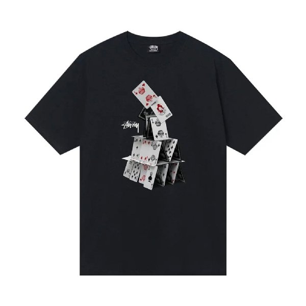 Camiseta Stussy Henry Striped Preto