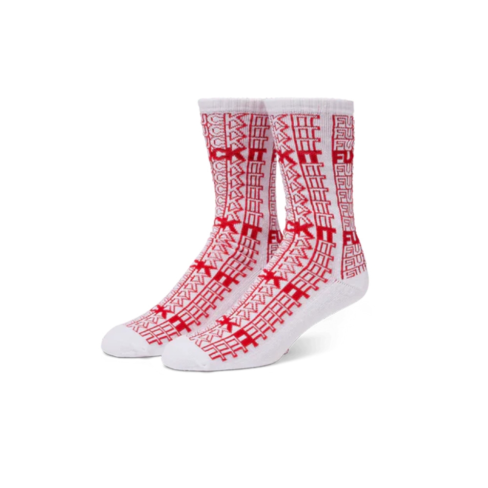 Meia Huf Fuck It Branco/vermelho